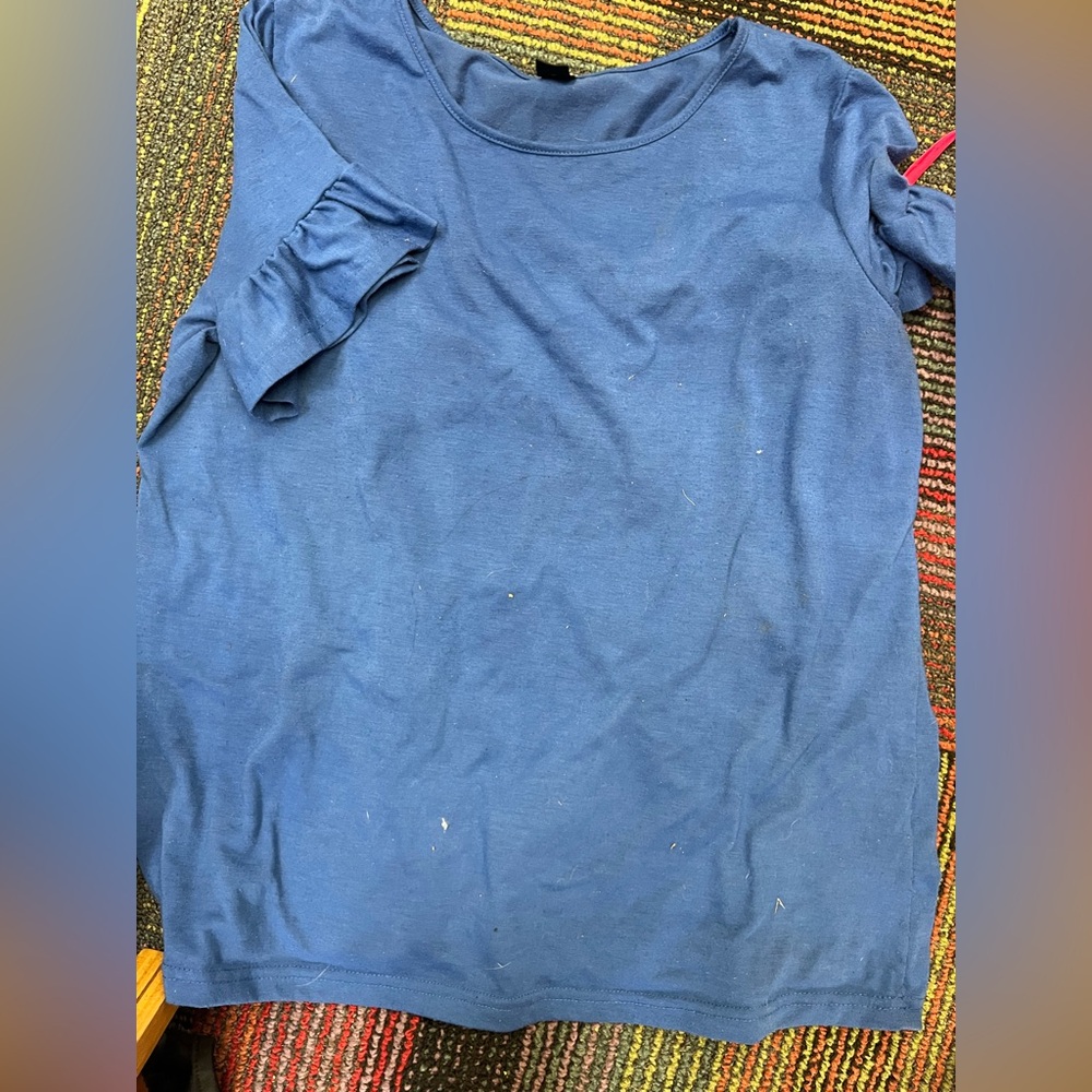 SHEIN Kids Blue Ruffle Sleeve Tee